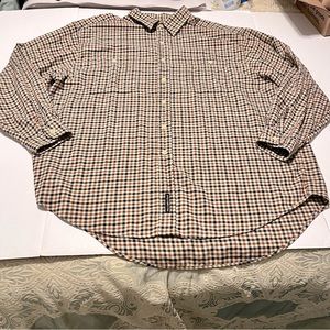 Abercrombie & Fitch‎ Mens Large Orange Blue Black Plaid Cotton Wool Blend Shirt